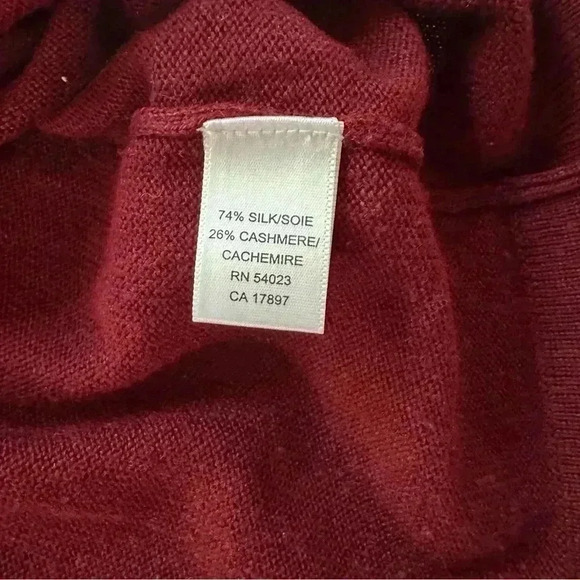 Banana Republic Sweater Mens Large Red Silk Cashmere Quarter Zip Lightweight - Picture 4 of 11